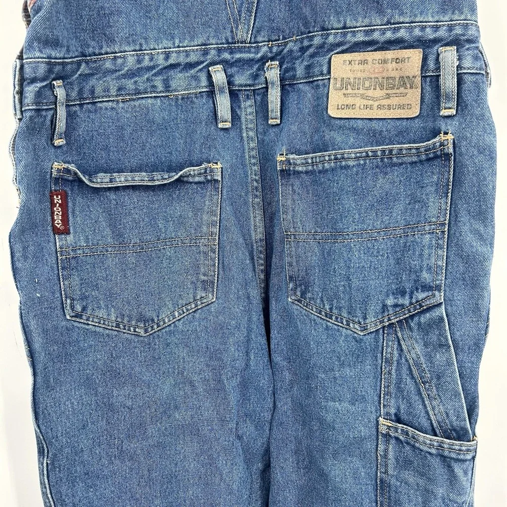 Vintage 90s Unionbay Kids L Denim Overalls Plaid Carpenter Grunge Boys Girls